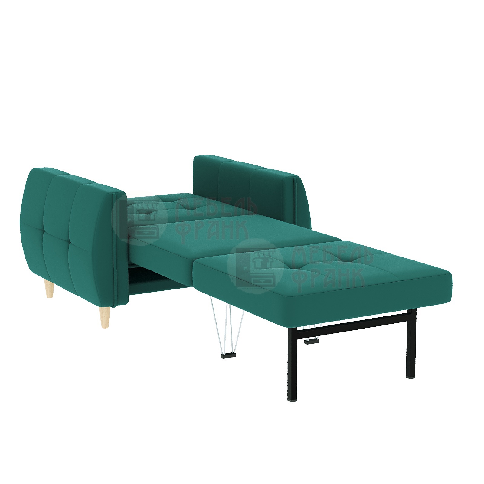 Кресло Банита зеленое в разложенном виде