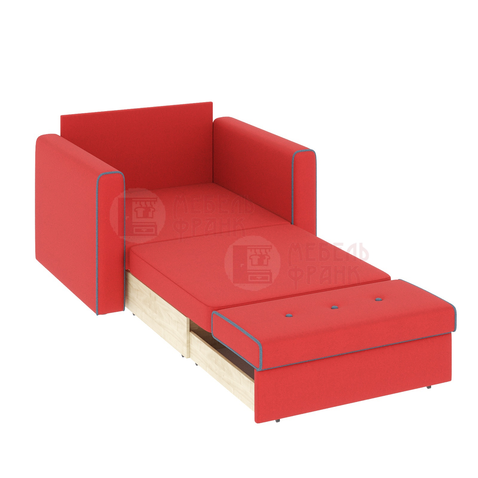Кресло Найс красный разложенный