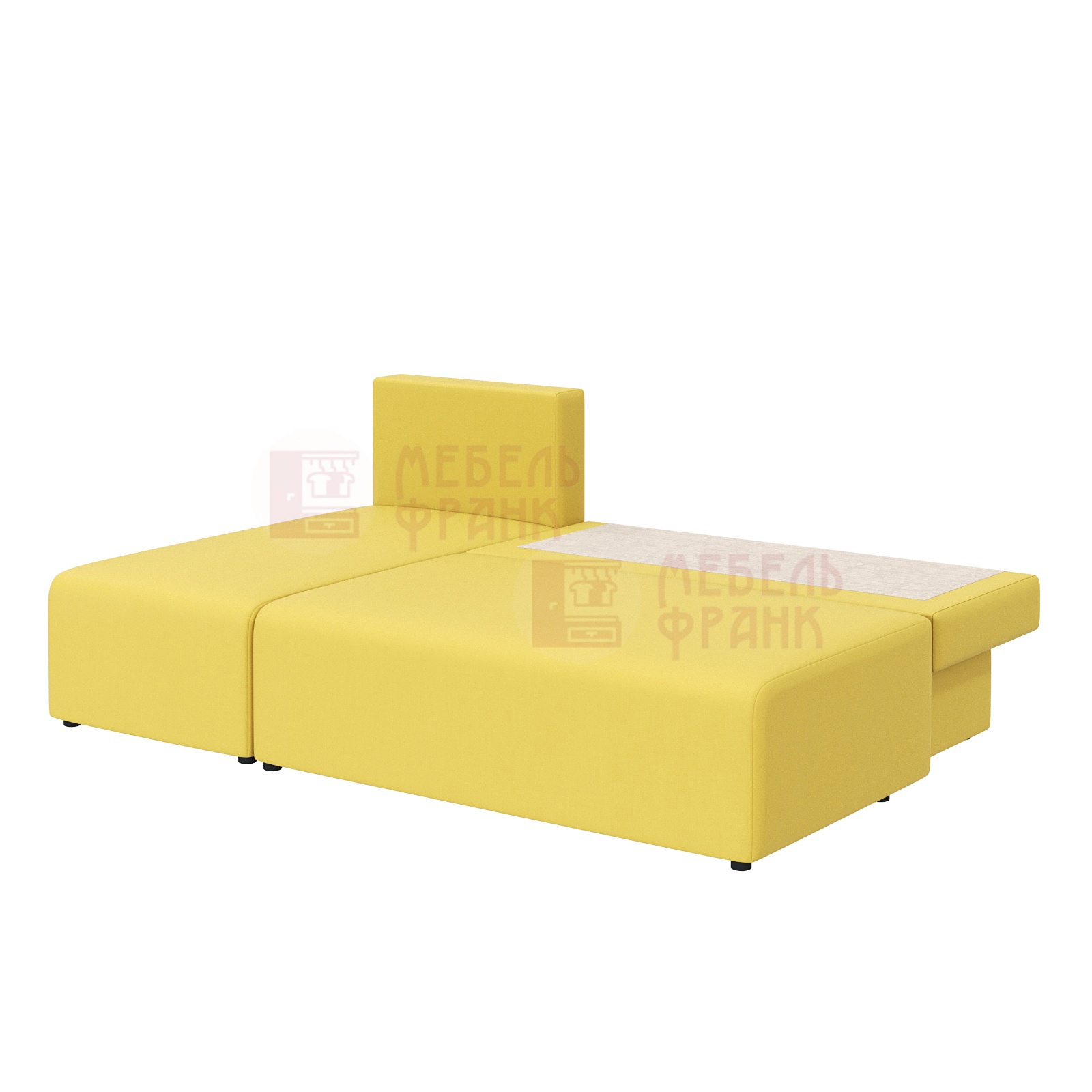 Угловой диван Мартли желтая рогожка разложенный